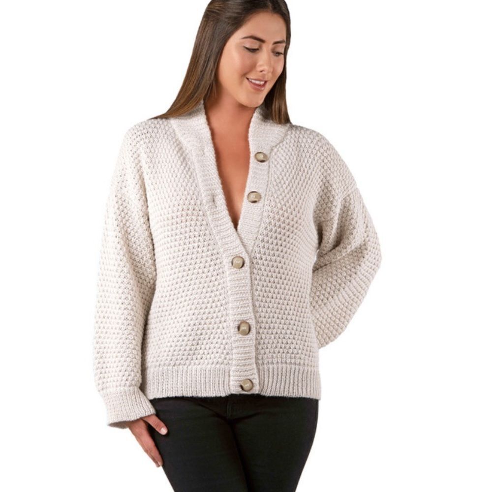 Alana Women's Long Sleeve Button Sweater INCA FASHIONS M Nwt